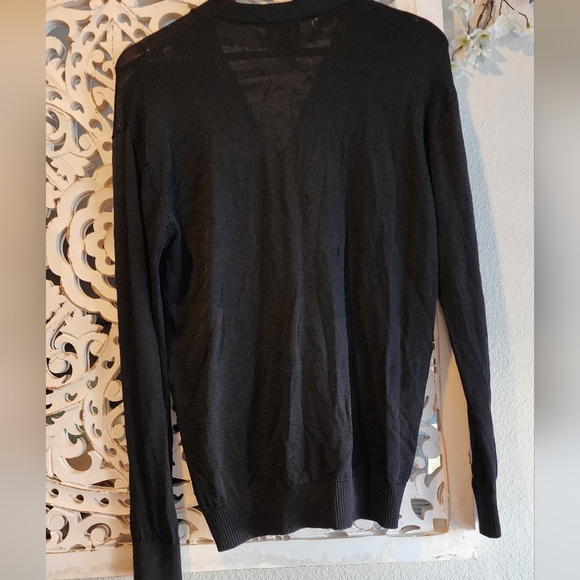 Black Knit Cardigan with Ribbed Details - Picture 15 of 15